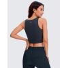 imageCRZ YOGA Womens Butterluxe Double Lined Cropped Tops High Neck Racerback Tanks Sleeveless Casual Workout Crop ShirtsTrue Navy