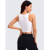 imageCRZ YOGA Womens Butterluxe Double Lined Cropped Tops High Neck Racerback Tanks Sleeveless Casual Workout Crop ShirtsWhite