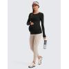 imageCRZ YOGA Womens Butterluxe Long Sleeve Maternity Tops Crewneck Pregnancy Basic Shirts Soft Athletic Yoga Casual Tee BlousesBlack