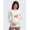 imageCRZ YOGA Womens Butterluxe Long Sleeve Maternity Tops Crewneck Pregnancy Basic Shirts Soft Athletic Yoga Casual Tee BlousesMilky White Bone