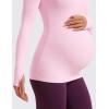 imageCRZ YOGA Womens Butterluxe Long Sleeve Maternity Tops Crewneck Pregnancy Basic Shirts Soft Athletic Yoga Casual Tee BlousesPink Peony