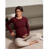 imageCRZ YOGA Womens Butterluxe Long Sleeve Maternity Tops Crewneck Pregnancy Basic Shirts Soft Athletic Yoga Casual Tee BlousesRed Merlot