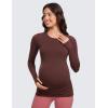 imageCRZ YOGA Womens Butterluxe Long Sleeve Maternity Tops Crewneck Pregnancy Basic Shirts Soft Athletic Yoga Casual Tee BlousesTaupe