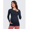imageCRZ YOGA Womens Butterluxe Long Sleeve Maternity Tops Crewneck Pregnancy Basic Shirts Soft Athletic Yoga Casual Tee BlousesTrue Navy