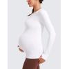 imageCRZ YOGA Womens Butterluxe Long Sleeve Maternity Tops Crewneck Pregnancy Basic Shirts Soft Athletic Yoga Casual Tee BlousesWhite
