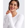 imageCRZ YOGA Womens Butterluxe Long Sleeve Maternity Tops Crewneck Pregnancy Basic Shirts Soft Athletic Yoga Casual Tee BlousesWhite