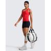 imageCRZ YOGA Womens Seamless Racerback Tank Scoop Neck Breathable Running Workout Tops Athletic Gym Sleeveless ShirtsDeep Red