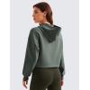 imageCRZ YOGA Womens SoftAura Cropped Hoodie Long Sleeve Hooded Sweatshirt Basic Workout Casual PulloverGrey Sage