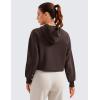 imageCRZ YOGA Womens SoftAura Cropped Hoodie Long Sleeve Hooded Sweatshirt Basic Workout Casual PulloverHot Fudge Brown