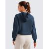 imageCRZ YOGA Womens SoftAura Cropped Hoodie Long Sleeve Hooded Sweatshirt Basic Workout Casual PulloverInk Blue