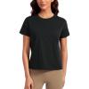 imageCRZ YOGA Pima Cotton Short Sleeve Workout Tops for Women Loose Basic TShirts Athletic Gym Casual ShirtsBlack