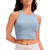 imageCRZ YOGA Womens Butterluxe Double Lined Cropped Tops High Neck Racerback Tanks Sleeveless Casual Workout Crop ShirtsCambric Blue