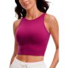 imageCRZ YOGA Womens Butterluxe Double Lined Cropped Tops High Neck Racerback Tanks Sleeveless Casual Workout Crop ShirtsMagenta Purple