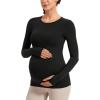 imageCRZ YOGA Womens Butterluxe Long Sleeve Maternity Tops Crewneck Pregnancy Basic Shirts Soft Athletic Yoga Casual Tee BlousesBlack
