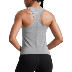 imageCRZ YOGA Womens Seamless Racerback Tank Scoop Neck Breathable Running Workout Tops Athletic Gym Sleeveless ShirtsSlate Grey Marl