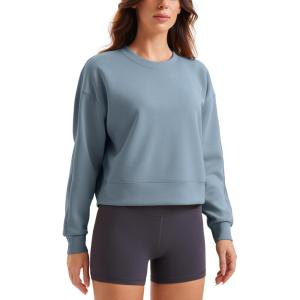 imageCRZ YOGA Womens SoftAura Crewneck Sweatshirt Long Sleeve Workout Casual Pullover Basic Fall TopsBelgian Blue