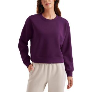 imageCRZ YOGA Womens SoftAura Crewneck Sweatshirt Long Sleeve Workout Casual Pullover Basic Fall TopsPlum Magenta