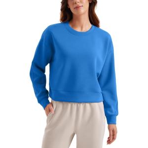 imageCRZ YOGA Womens SoftAura Crewneck Sweatshirt Long Sleeve Workout Casual Pullover Basic Fall TopsSparkle Blue