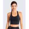imageCRZ YOGA Strappy Longline Sports Bras for Women  Wirefree Padded Criss Cross Yoga Cropped Tank TopsBlack