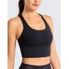imageCRZ YOGA Strappy Longline Sports Bras for Women  Wirefree Padded Criss Cross Yoga Cropped Tank TopsBlack