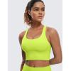 imageCRZ YOGA Strappy Longline Sports Bras for Women  Wirefree Padded Criss Cross Yoga Cropped Tank TopsChartreuse