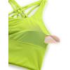 imageCRZ YOGA Strappy Longline Sports Bras for Women  Wirefree Padded Criss Cross Yoga Cropped Tank TopsChartreuse