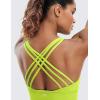 imageCRZ YOGA Strappy Longline Sports Bras for Women  Wirefree Padded Criss Cross Yoga Cropped Tank TopsChartreuse