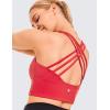 imageCRZ YOGA Strappy Longline Sports Bras for Women  Wirefree Padded Criss Cross Yoga Cropped Tank TopsCrimson