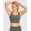 imageCRZ YOGA Strappy Longline Sports Bras for Women  Wirefree Padded Criss Cross Yoga Cropped Tank TopsGrey Sage