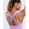 imageCRZ YOGA Strappy Longline Sports Bras for Women  Wirefree Padded Criss Cross Yoga Cropped Tank TopsLilac