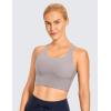 imageCRZ YOGA Strappy Longline Sports Bras for Women  Wirefree Padded Criss Cross Yoga Cropped Tank TopsLunar Rock