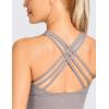 imageCRZ YOGA Strappy Longline Sports Bras for Women  Wirefree Padded Criss Cross Yoga Cropped Tank TopsLunar Rock