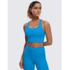 imageCRZ YOGA Strappy Longline Sports Bras for Women  Wirefree Padded Criss Cross Yoga Cropped Tank TopsMadagascar Blue
