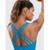 imageCRZ YOGA Strappy Longline Sports Bras for Women  Wirefree Padded Criss Cross Yoga Cropped Tank TopsMadagascar Blue