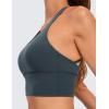imageCRZ YOGA Strappy Longline Sports Bras for Women  Wirefree Padded Criss Cross Yoga Cropped Tank TopsMelanite