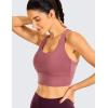 imageCRZ YOGA Strappy Longline Sports Bras for Women  Wirefree Padded Criss Cross Yoga Cropped Tank TopsMisty Merlot