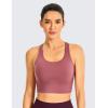 imageCRZ YOGA Strappy Longline Sports Bras for Women  Wirefree Padded Criss Cross Yoga Cropped Tank TopsMisty Merlot