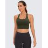 imageCRZ YOGA Strappy Longline Sports Bras for Women  Wirefree Padded Criss Cross Yoga Cropped Tank TopsOlive Green