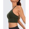 imageCRZ YOGA Strappy Longline Sports Bras for Women  Wirefree Padded Criss Cross Yoga Cropped Tank TopsOlive Green