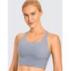 imageCRZ YOGA Strappy Longline Sports Bras for Women  Wirefree Padded Criss Cross Yoga Cropped Tank TopsSleet