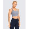 imageCRZ YOGA Strappy Longline Sports Bras for Women  Wirefree Padded Criss Cross Yoga Cropped Tank TopsSleet