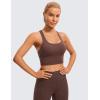 imageCRZ YOGA Strappy Longline Sports Bras for Women  Wirefree Padded Criss Cross Yoga Cropped Tank TopsTaupe