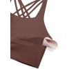 imageCRZ YOGA Strappy Longline Sports Bras for Women  Wirefree Padded Criss Cross Yoga Cropped Tank TopsTaupe