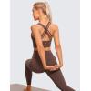 imageCRZ YOGA Strappy Longline Sports Bras for Women  Wirefree Padded Criss Cross Yoga Cropped Tank TopsTaupe