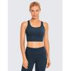 imageCRZ YOGA Strappy Longline Sports Bras for Women  Wirefree Padded Criss Cross Yoga Cropped Tank TopsTrue Navy