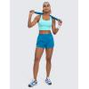 imageCRZ YOGA Strappy Longline Sports Bras for Women  Wirefree Padded Criss Cross Yoga Cropped Tank TopsTurquoise