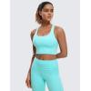 imageCRZ YOGA Strappy Longline Sports Bras for Women  Wirefree Padded Criss Cross Yoga Cropped Tank TopsTurquoise
