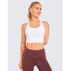 imageCRZ YOGA Strappy Longline Sports Bras for Women  Wirefree Padded Criss Cross Yoga Cropped Tank TopsWhite