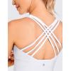 imageCRZ YOGA Strappy Longline Sports Bras for Women  Wirefree Padded Criss Cross Yoga Cropped Tank TopsWhite
