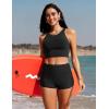 imageCRZ YOGA Womens 3 Swim Board Shorts High Waisted Quick Dry Bathing Suit Bottoms Dolphin Trunks with LinerBlack